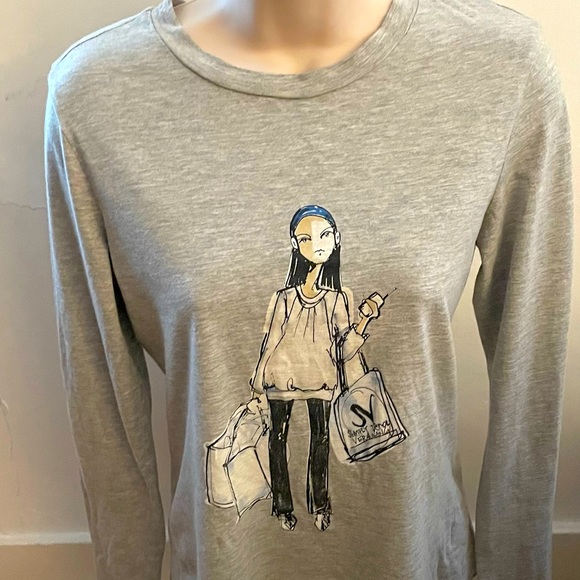 Simply Vera Vera Wang gray graphic supima cotton tee top, size M shopping mall - Picture 1 of 14